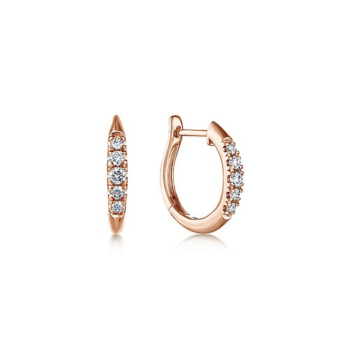 Rose Gold 1/5ctw Classic Round Diamond Hoop Earrings