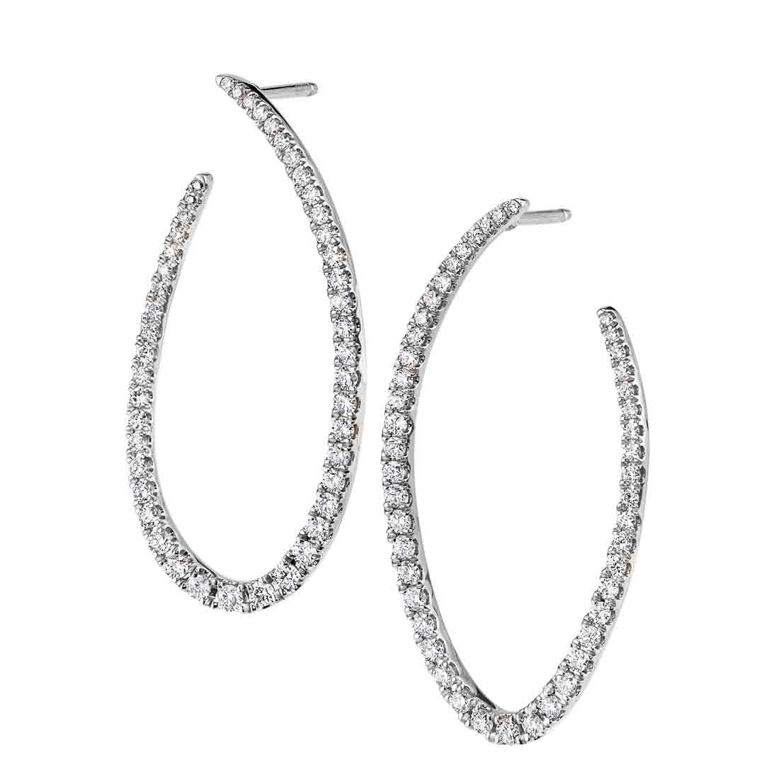 White Gold 1ctw Diamond Hoop Earrings