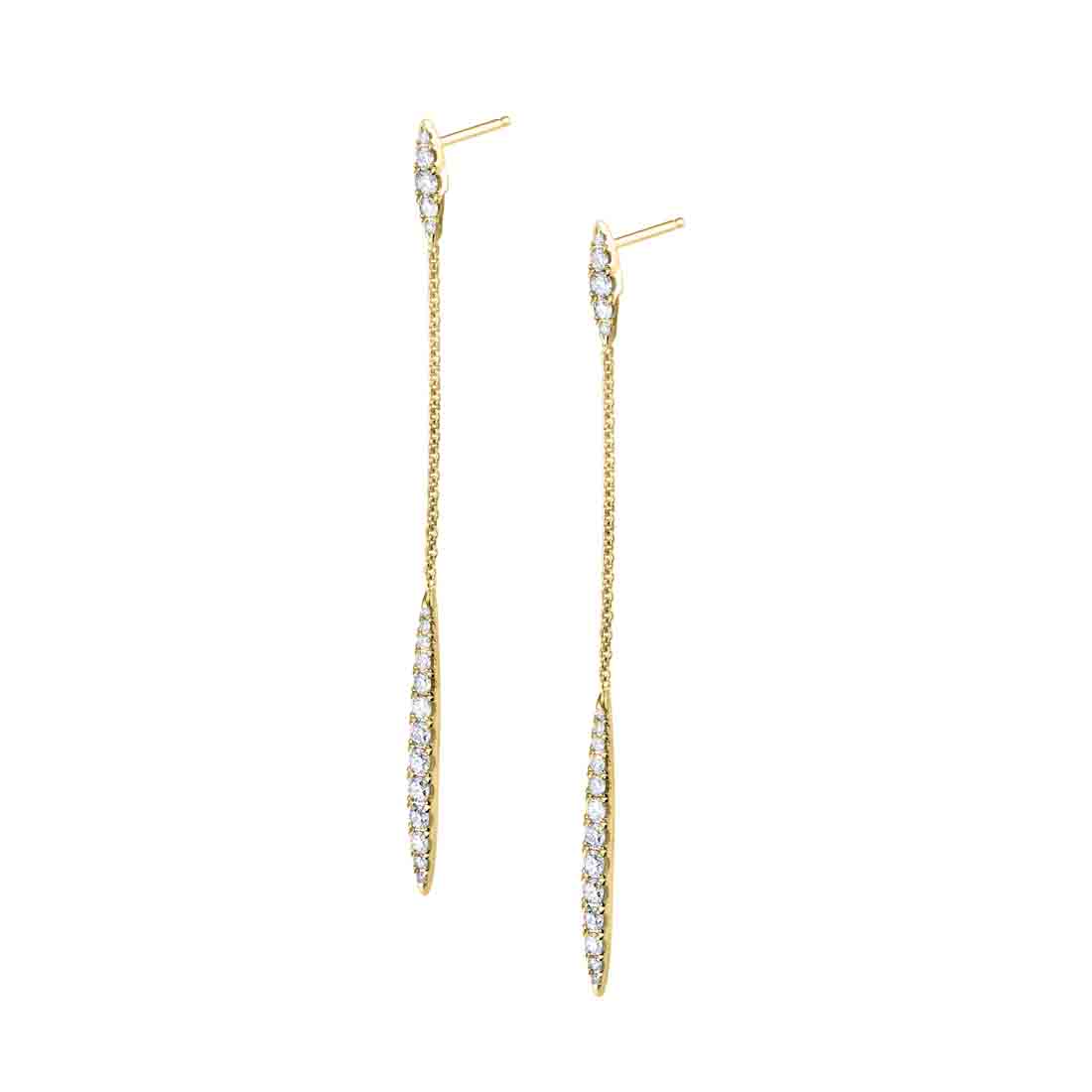 3/5ctw Diamond Drop Yellow Gold Earrings