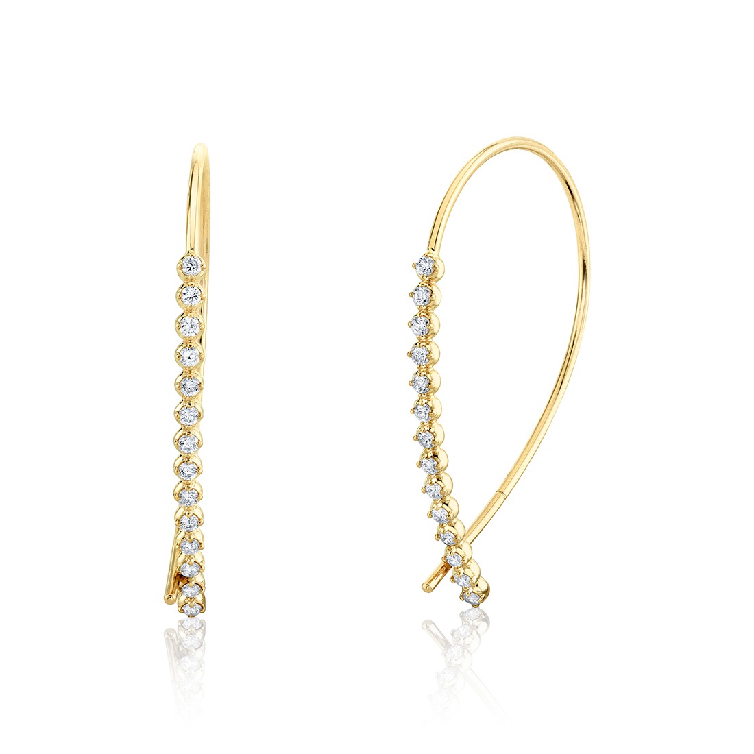 2/5ctw Round Diamond Threader Yellow Gold Earrings