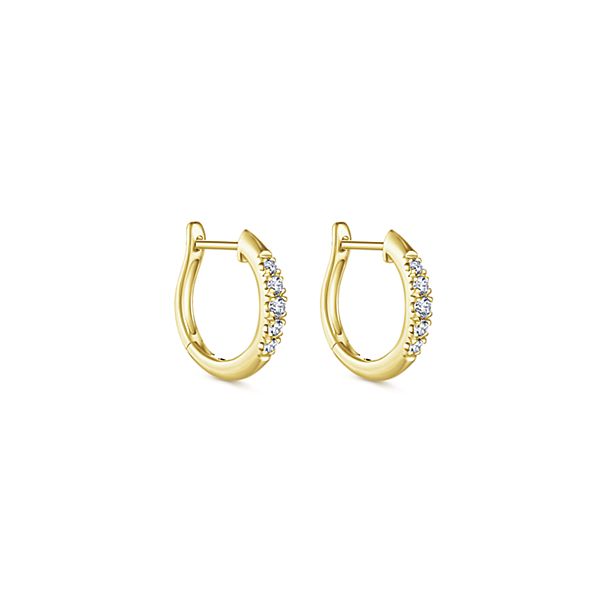 Yellow Gold 1/5ctw Classic Round Diamond Hoop Earrings