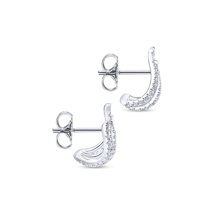 White Gold Diamond Tendril Stud Earrings