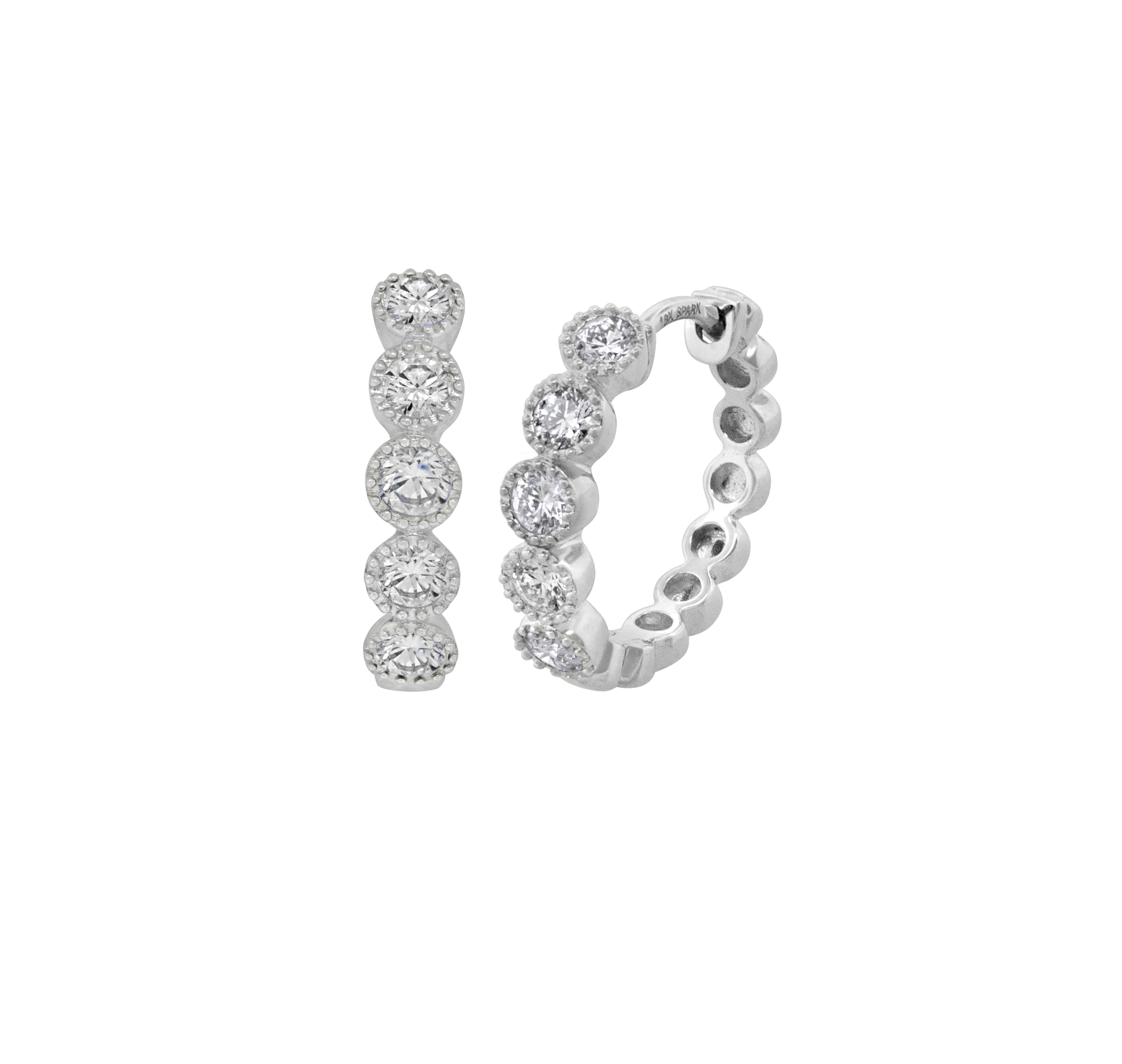 1/2ctw Diamond Bezel-set White Gold Hoop Earrings