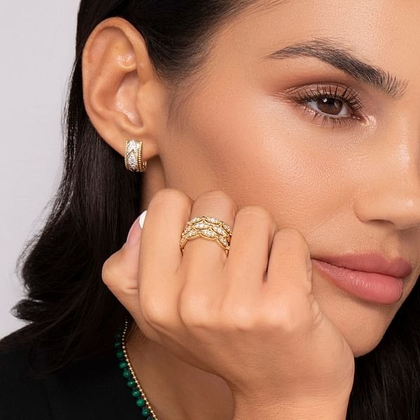 1/5ctw Diamond Yellow Gold J Hoop Stud Earrings