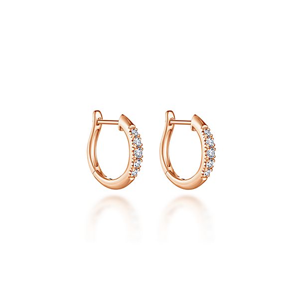 Rose Gold 1/5ctw Classic Round Diamond Hoop Earrings