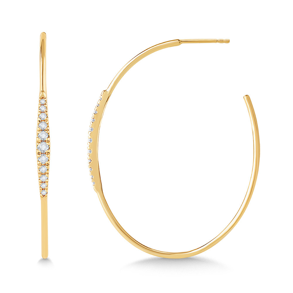 1/3ctw Diamond Yellow Gold Oval Hoop Earring