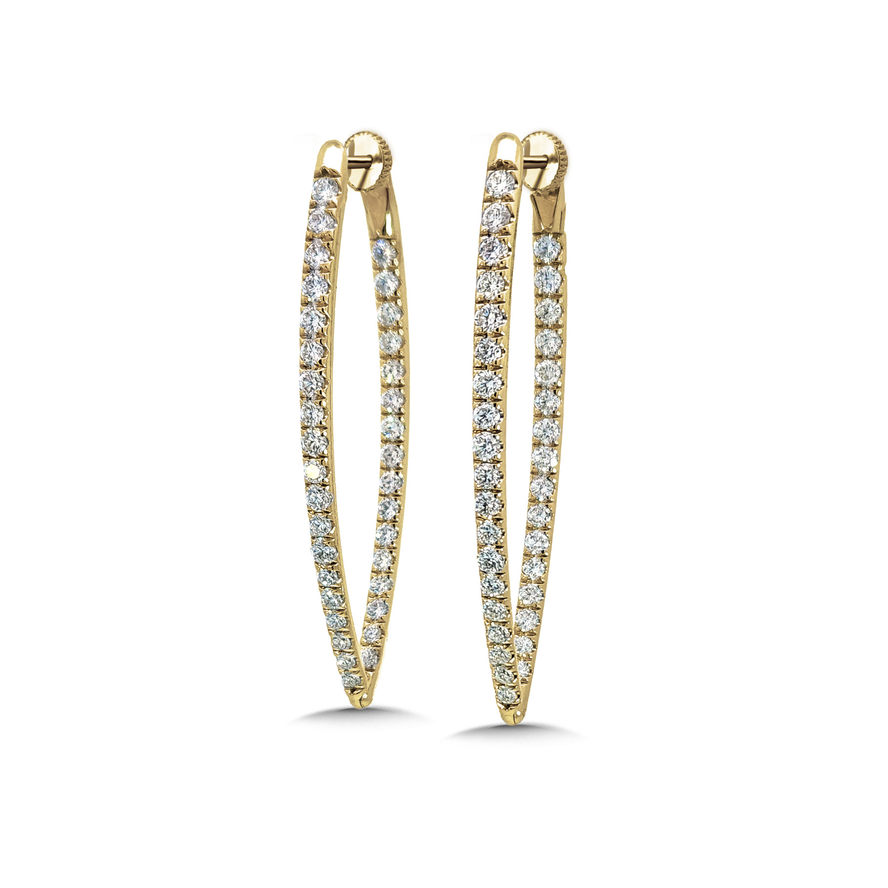 Yellow Gold 2ctw Diamond Chevron-Shaped Twist Lock Hoop Earrings