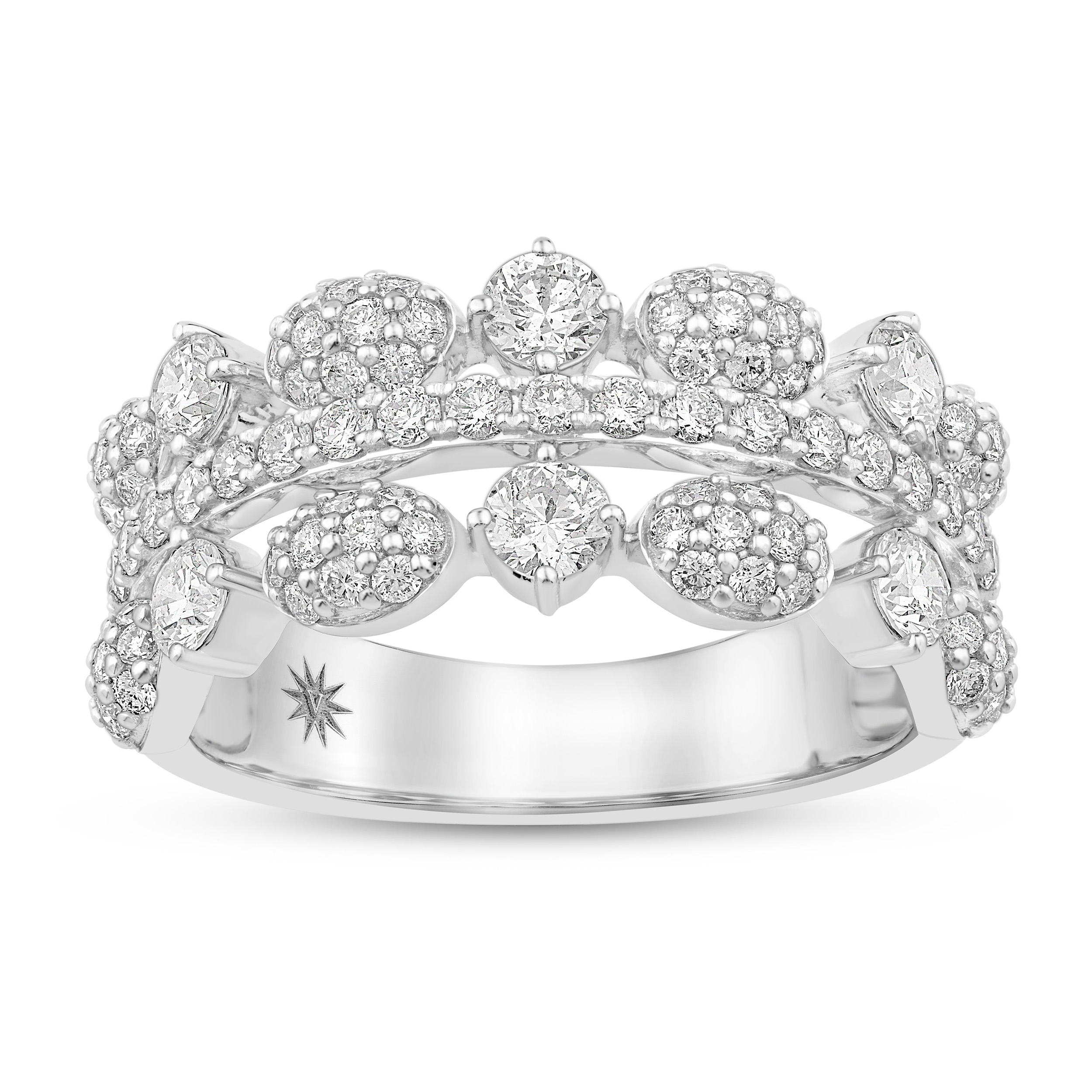 White Gold 1 1/4ctw Diamond Three Row Stackable Ring Band