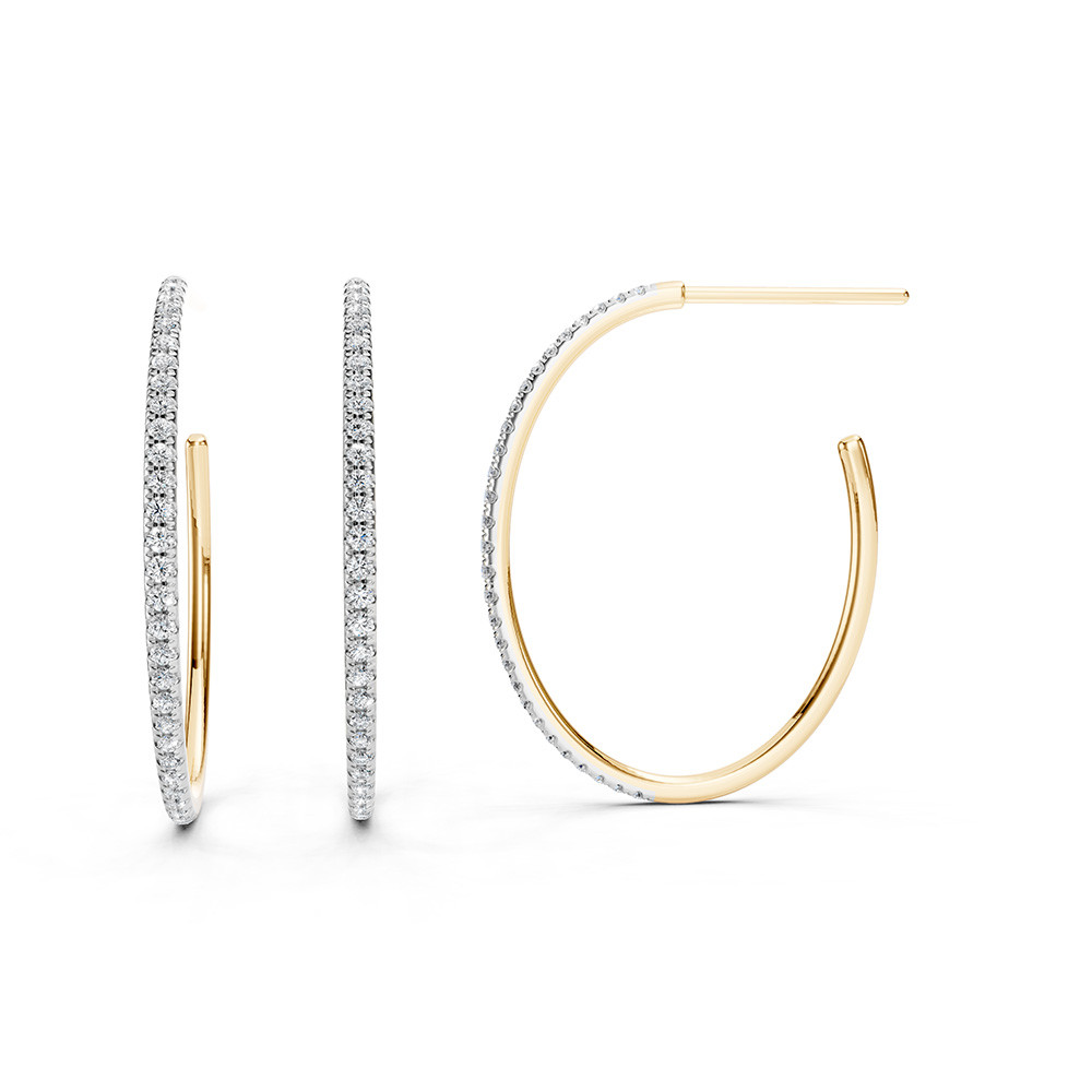1/3ctw Diamond Yellow Gold Oval Open C Hoop Earrings