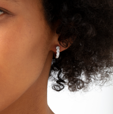 White Gold 1ctw Diamond Graduated Huggie Hoop Earrings