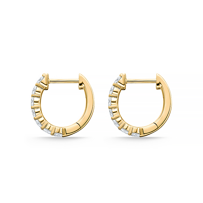 Yellow Gold 1 1/10ctw Diamond Double Row Huggie Earrings