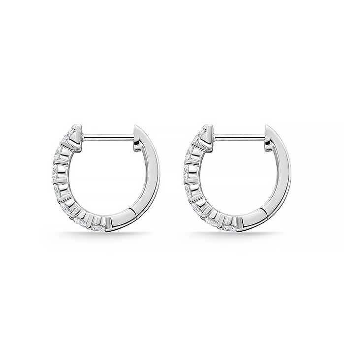 White Gold 1 1/10ctw Diamond Double Row Huggie Earrings
