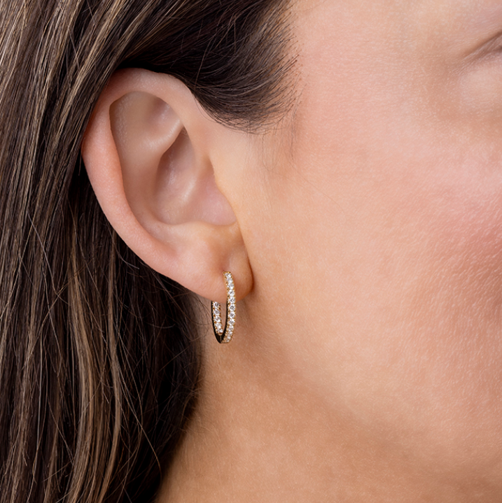 Rose Gold 3/5ctw In and Out Diamond Hoop Earrings