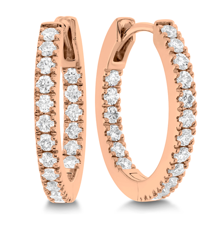 Rose Gold 3/5ctw In and Out Diamond Hoop Earrings