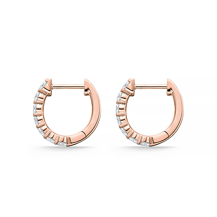 Rose Gold 1 1/10ctw Diamond Double Row Huggie Earrings