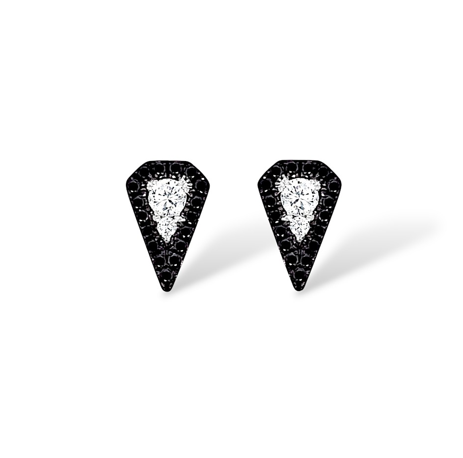 1/2ctw White and Black Diamond Arrow Stud Earrings