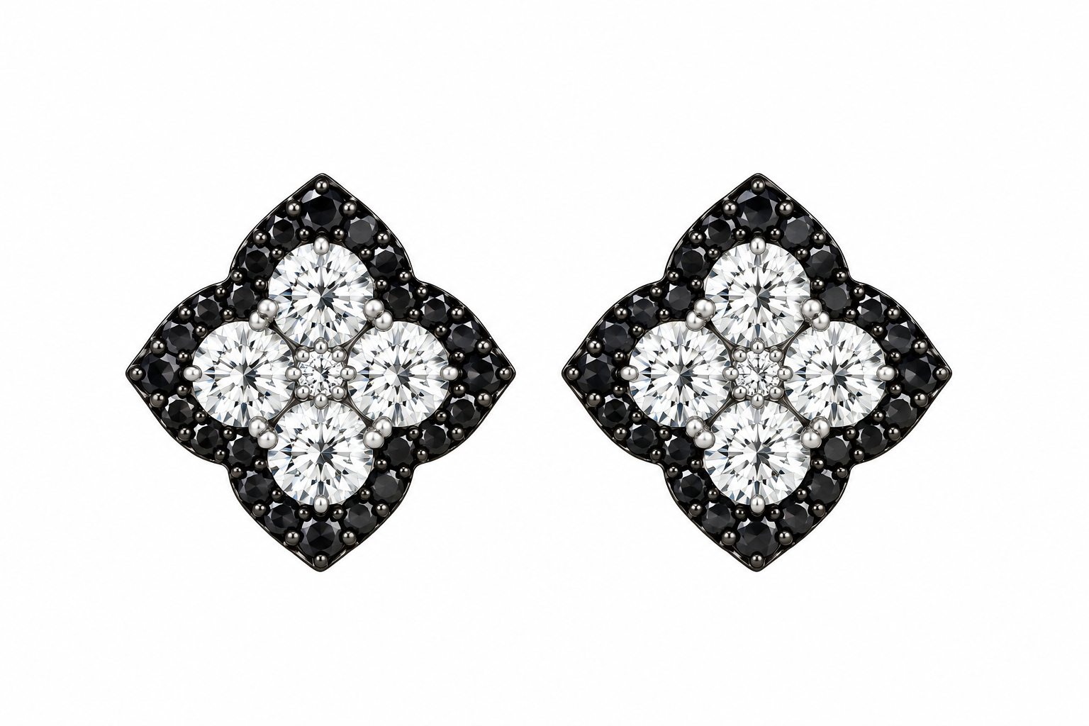 White Gold 7/10cts White and Black Diamond Stud Earrings
