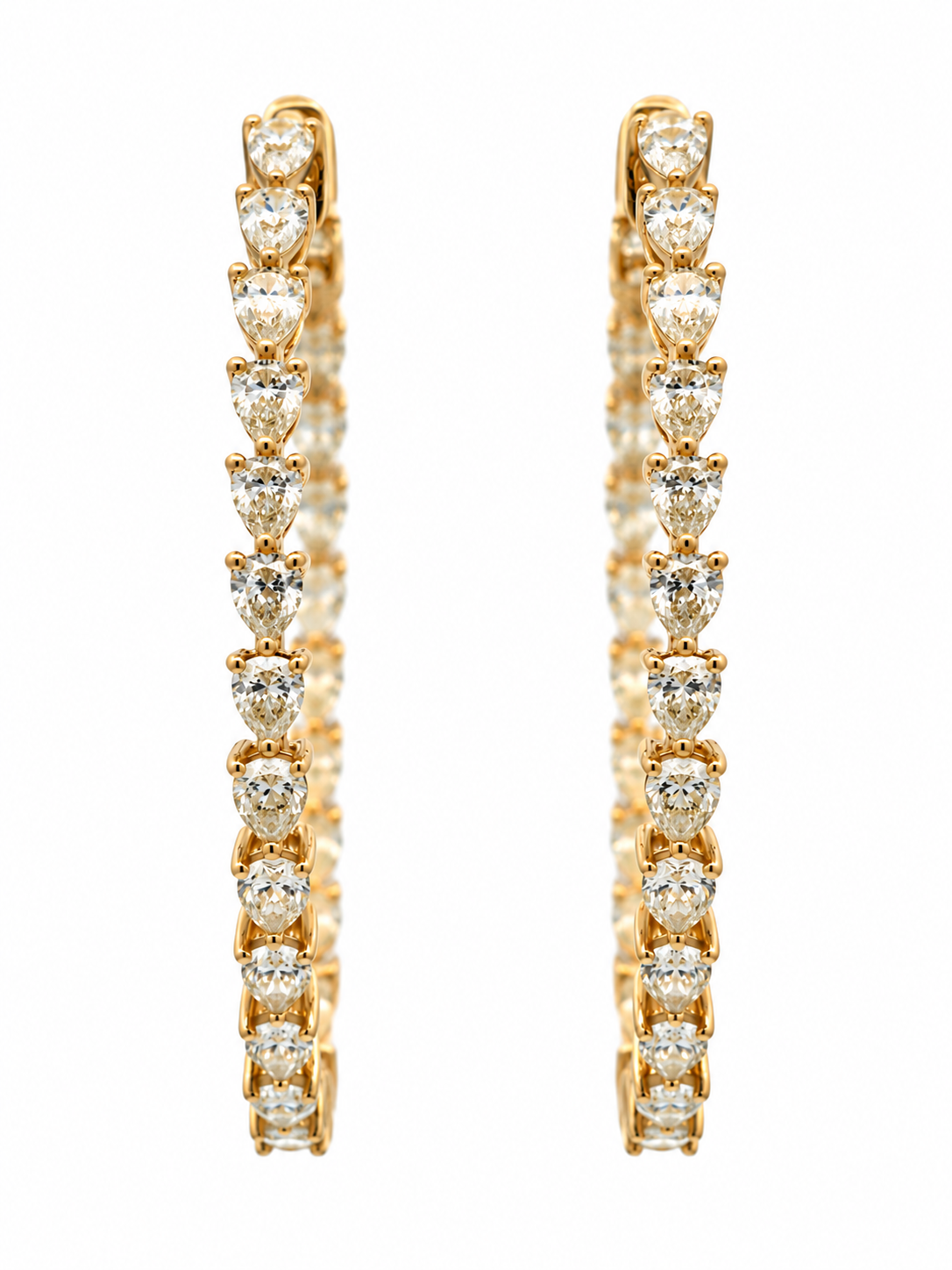 Yellow Gold  4 3/10ctw Pear-Shaped Diamond Hoop Earrings