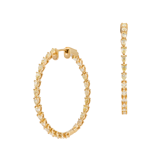 Yellow Gold  4 3/10ctw Pear-Shaped Diamond Hoop Earrings