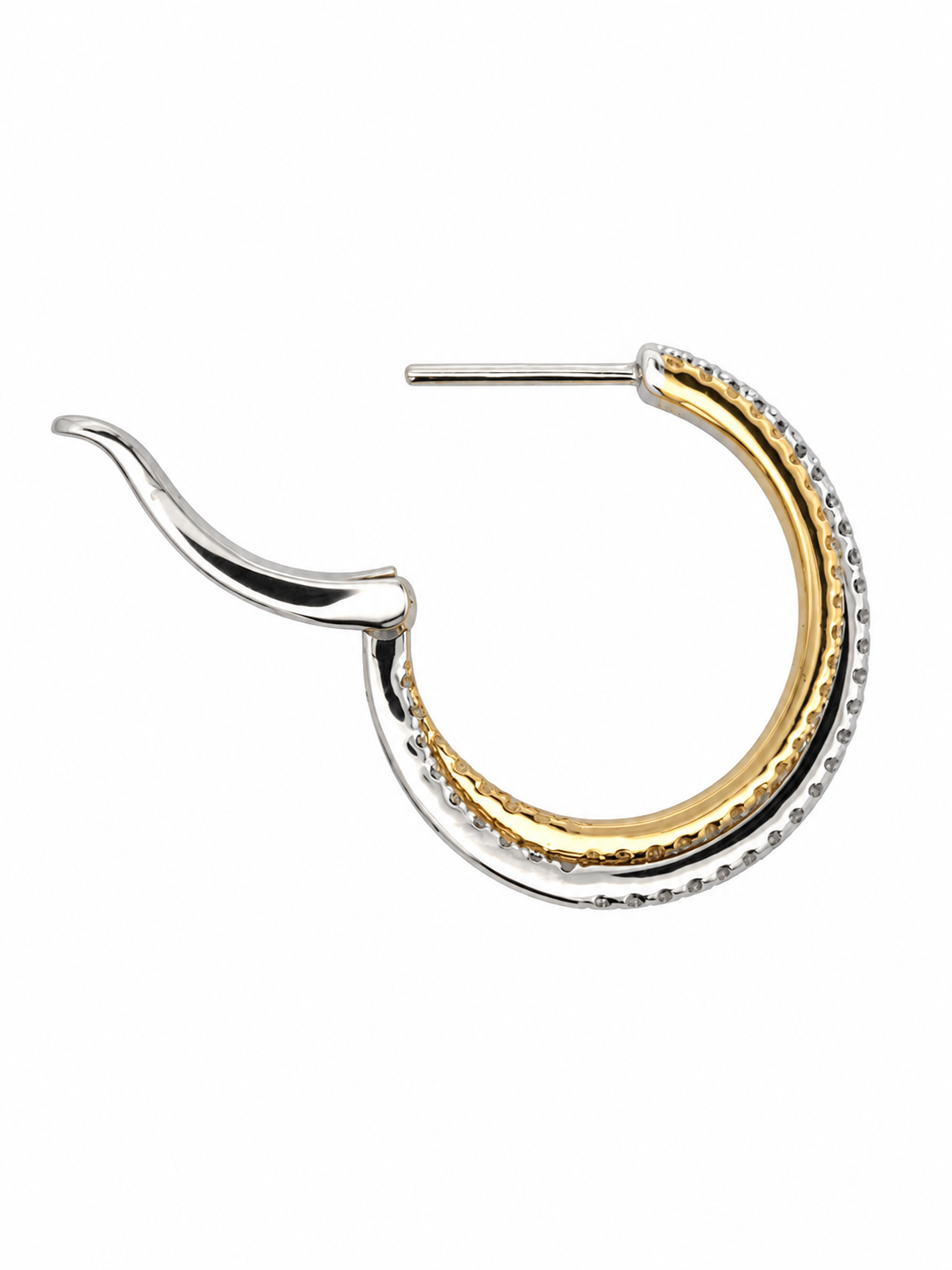 Two-Tone Diamond Pave Double Hoop Earrings