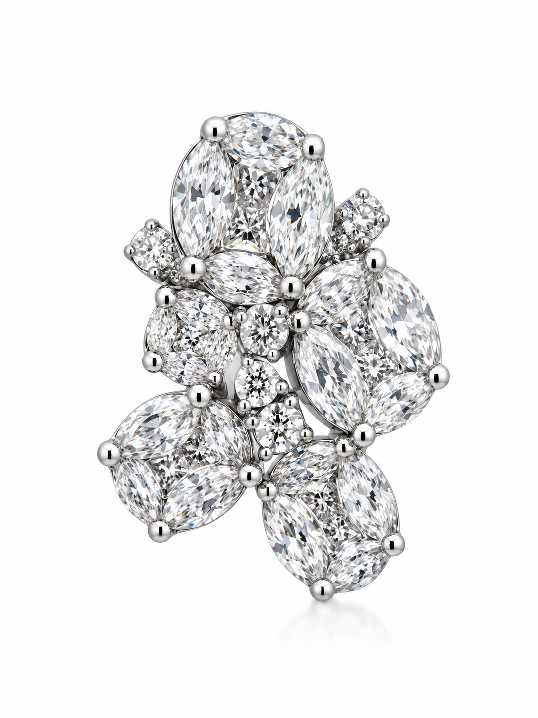 4 4/10ctw Diamond Floral Cluster Earrings in 18k White Gold