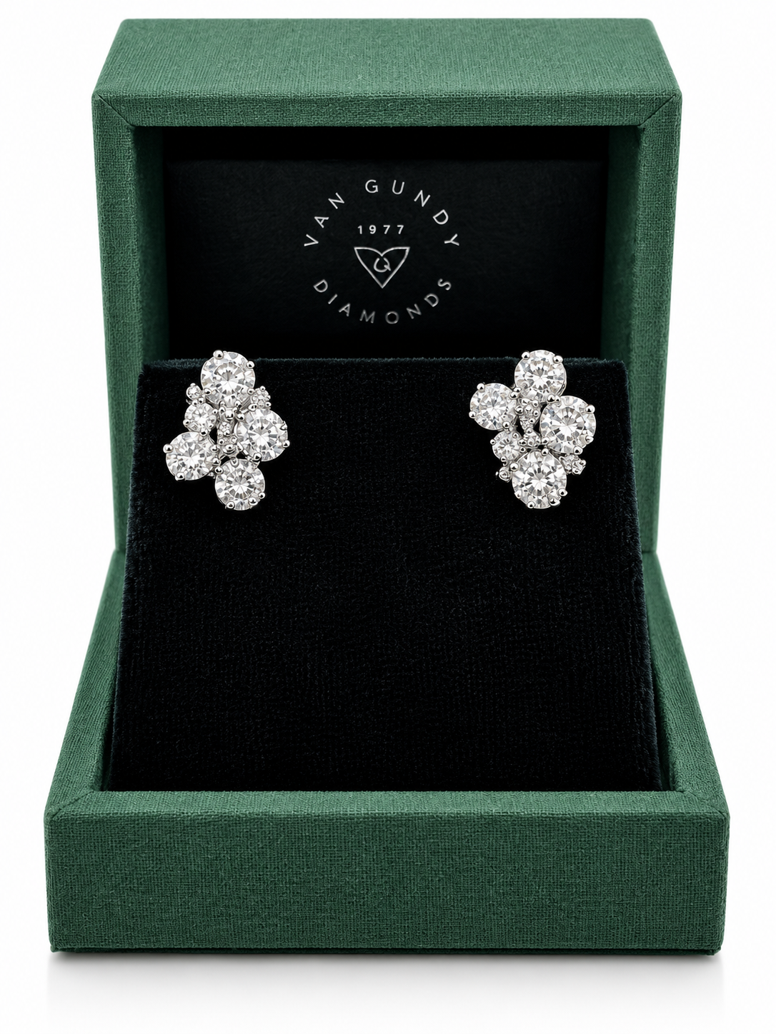 4 4/10ctw Diamond Floral Cluster Earrings in 18k White Gold