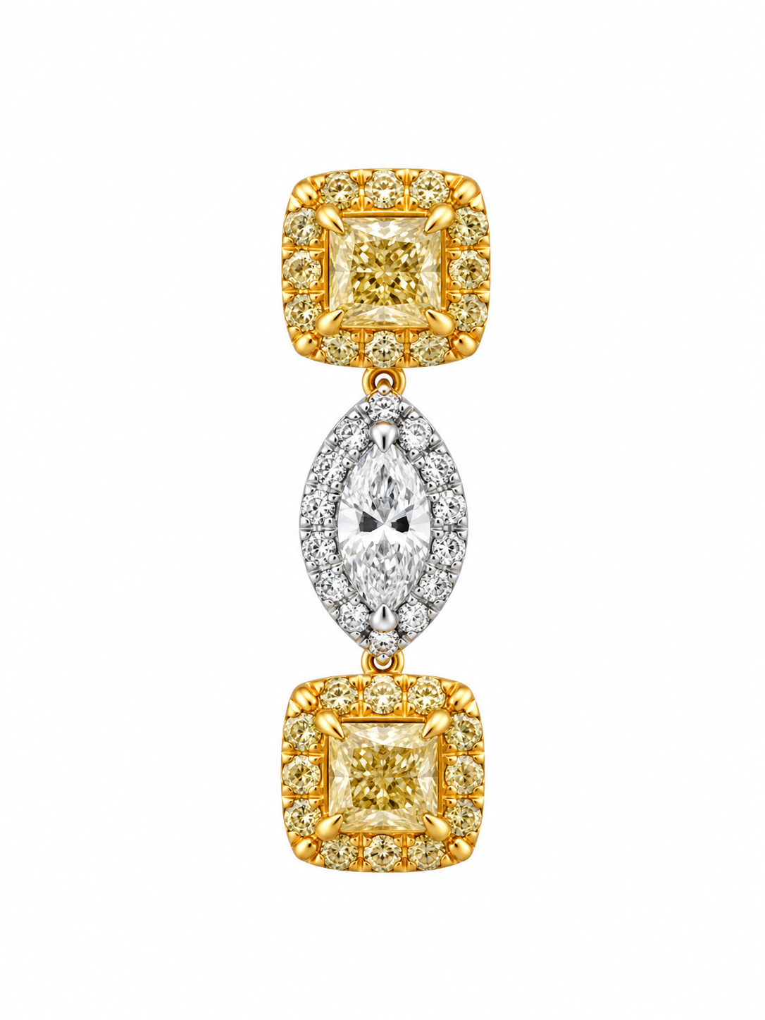 Fancy Yellow and White Diamond Drop Earrings