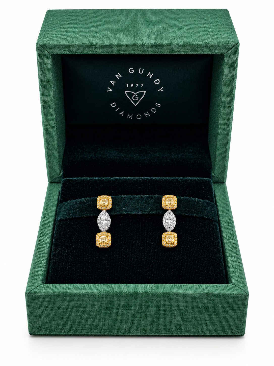 Fancy Yellow and White Diamond Drop Earrings