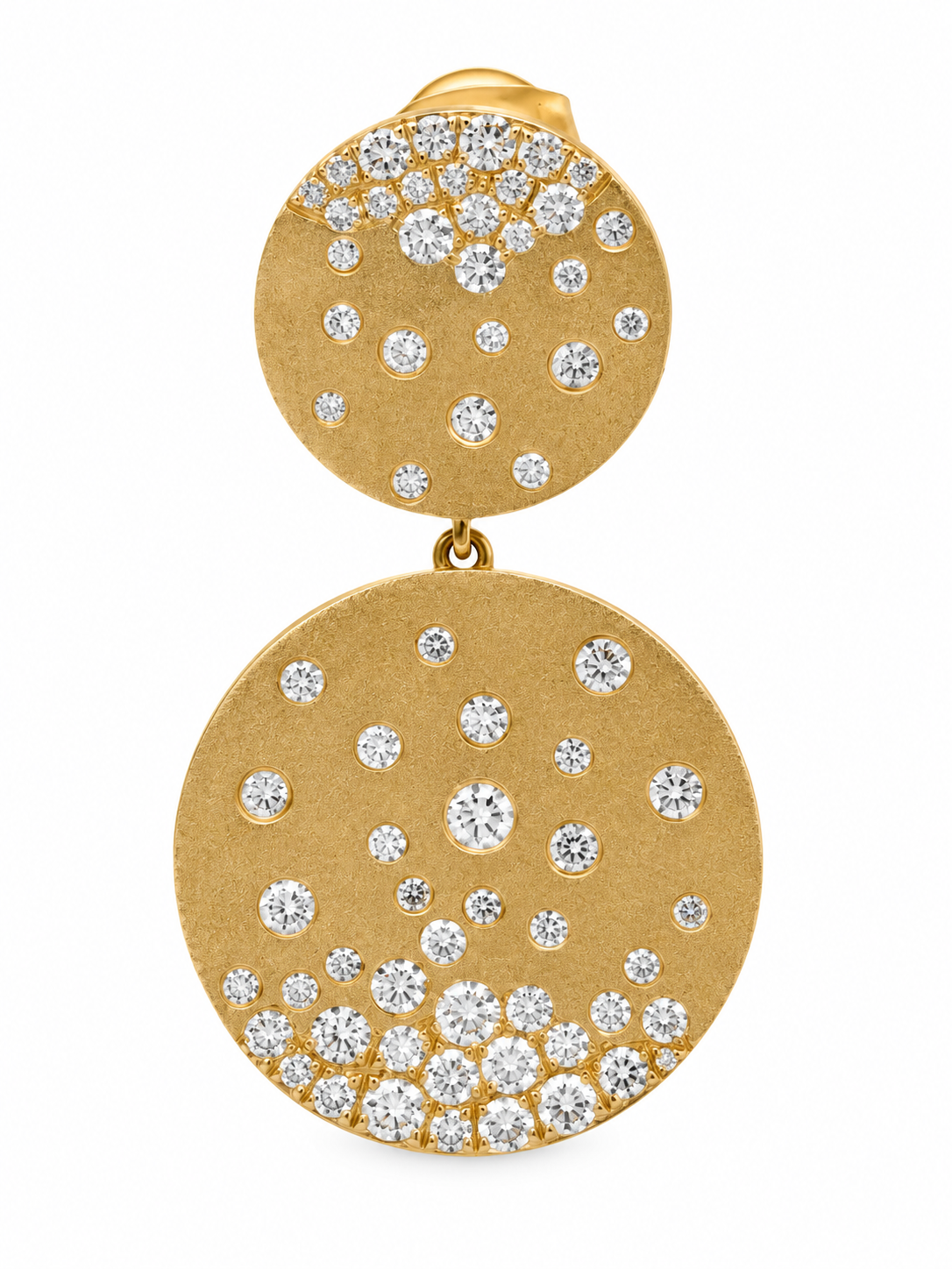 14K Yellow Gold Diamond Double Disc Drop Earrings