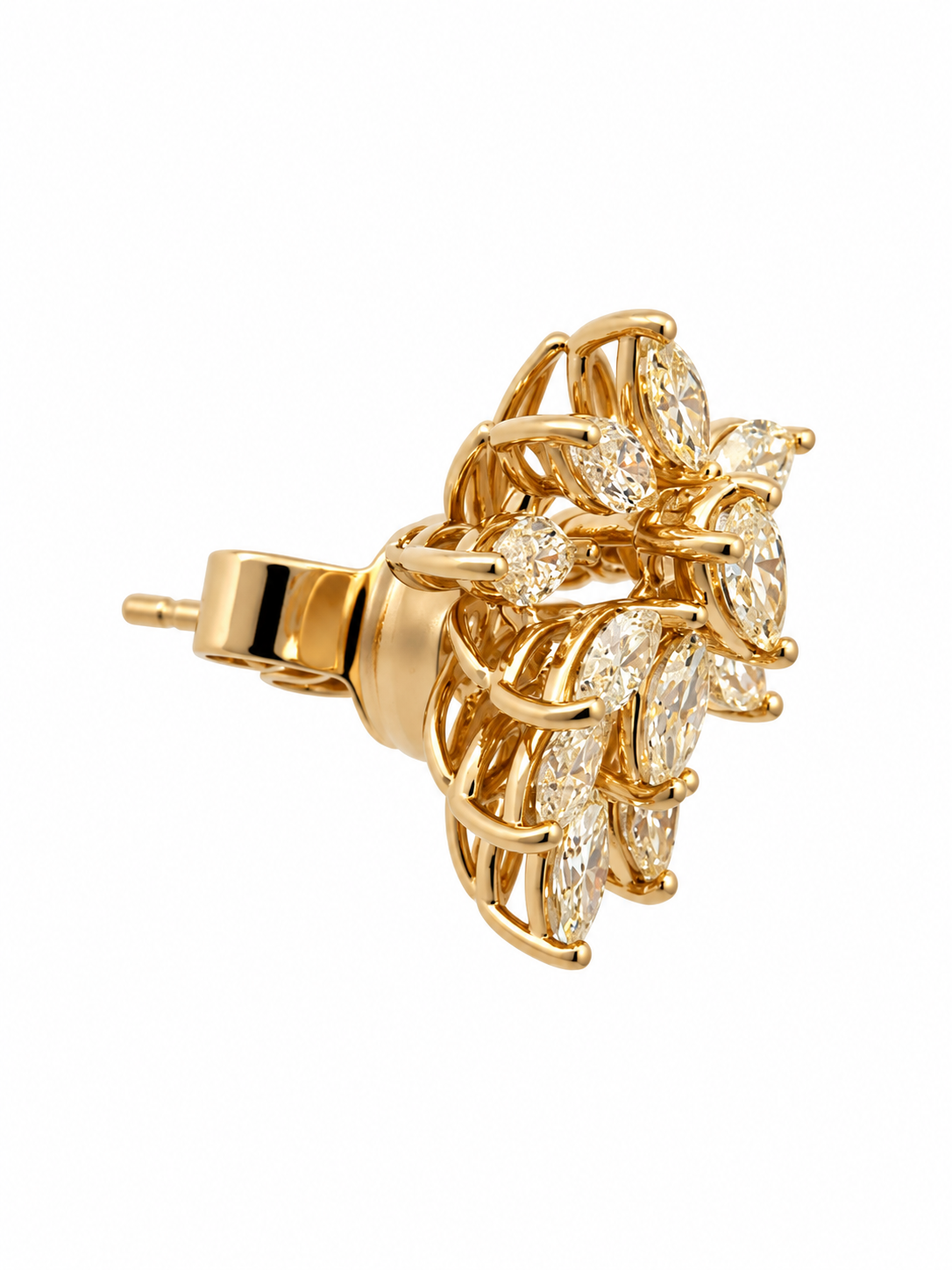 2ctw Fancy Light Yellow Diamond Floral Earrings