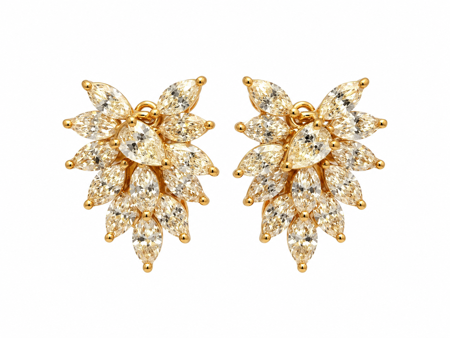2ctw Fancy Light Yellow Diamond Floral Earrings