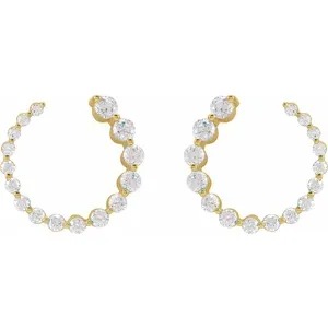 Yellow Gold 7/8ctw Lab Grown Diamond Front-Back Earrings