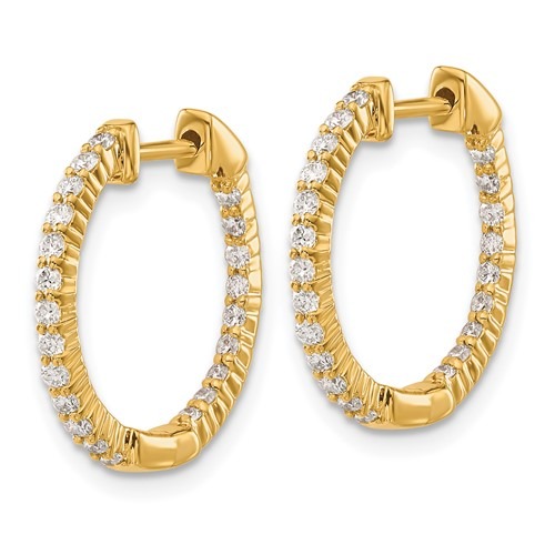 1/2ctw Lab Grown Diamond Inside Out Hinged Yellow Gold Hoop Earrings