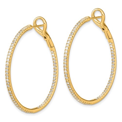 1ctw Lab Grown Diamond Round Inside Out Yellow Gold Hoop Earrings