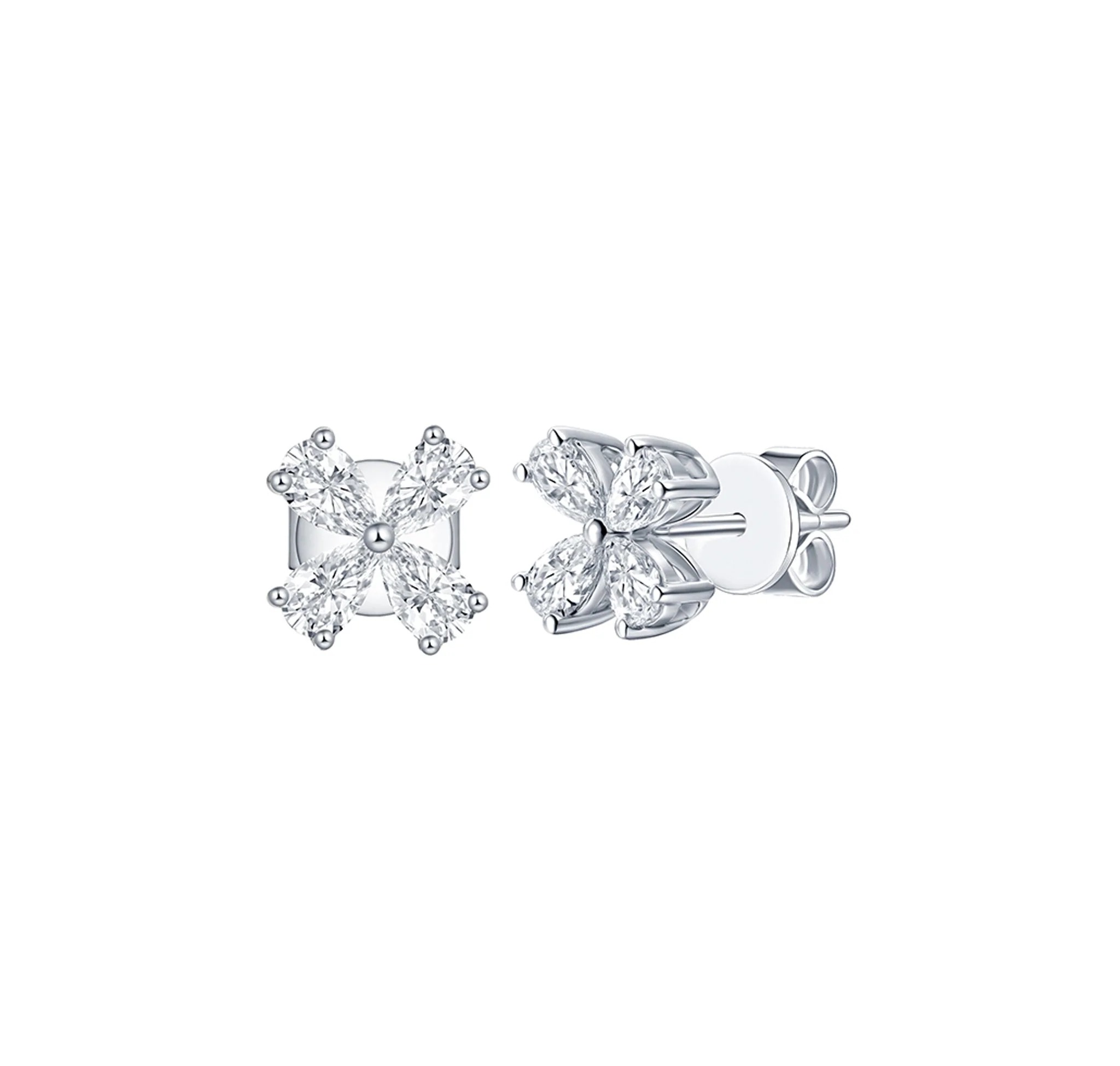 3/4ctw Lab Grown Diamond Pear Cluster White Gold Stud Earrings | Flora