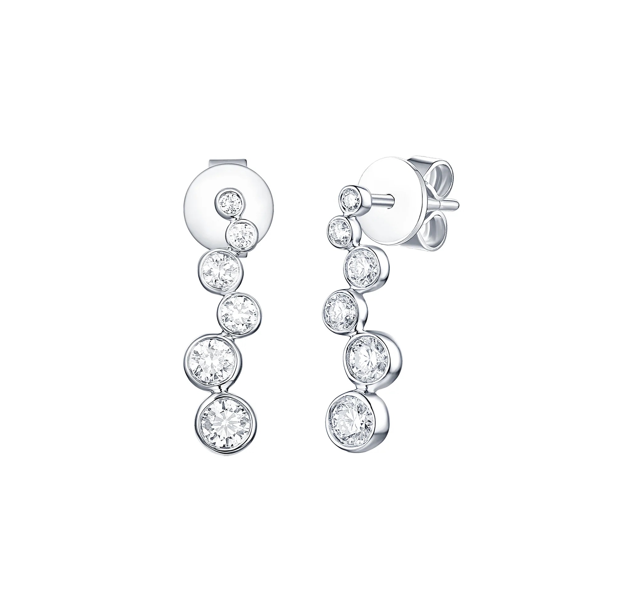 1/2ctw Lab Grown Diamond Bezel-set White Gold Earrings | Bubbly