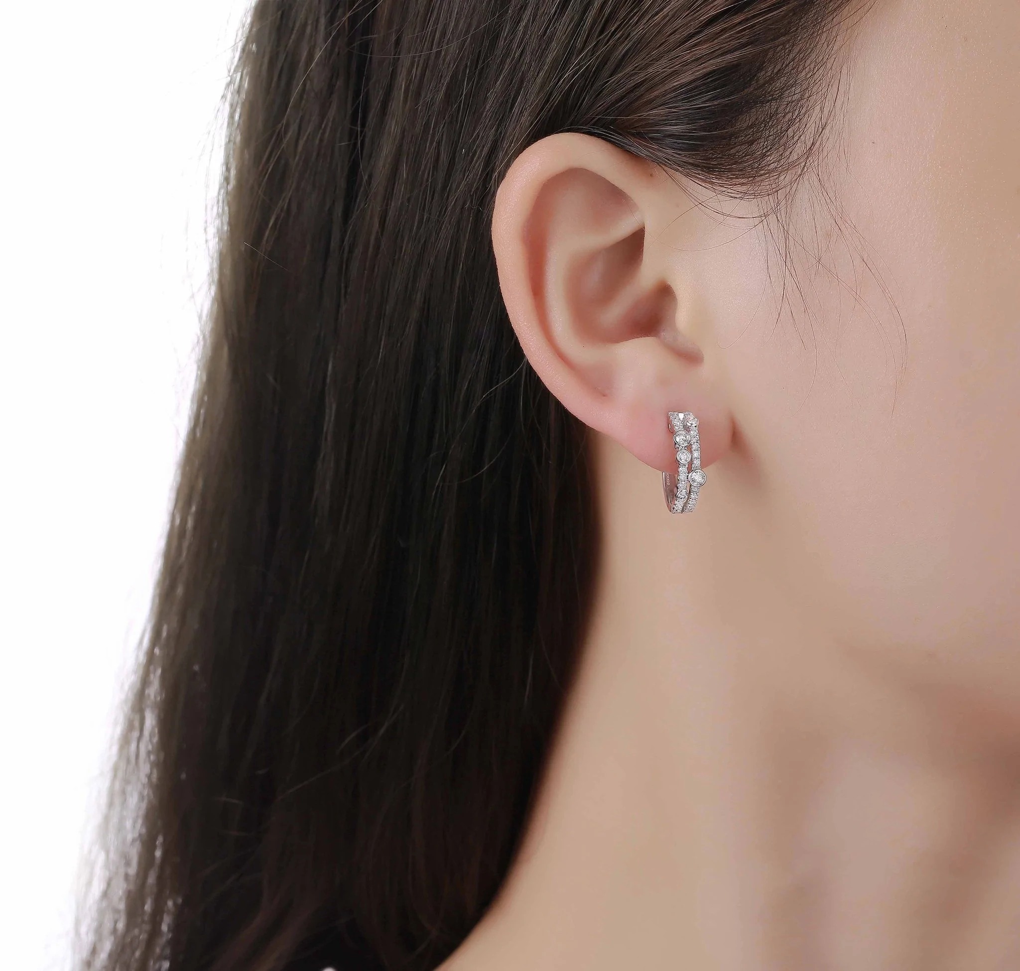 3/5ctw Lab Grown Diamonds White Gold Hoop Earrings | Bubbly