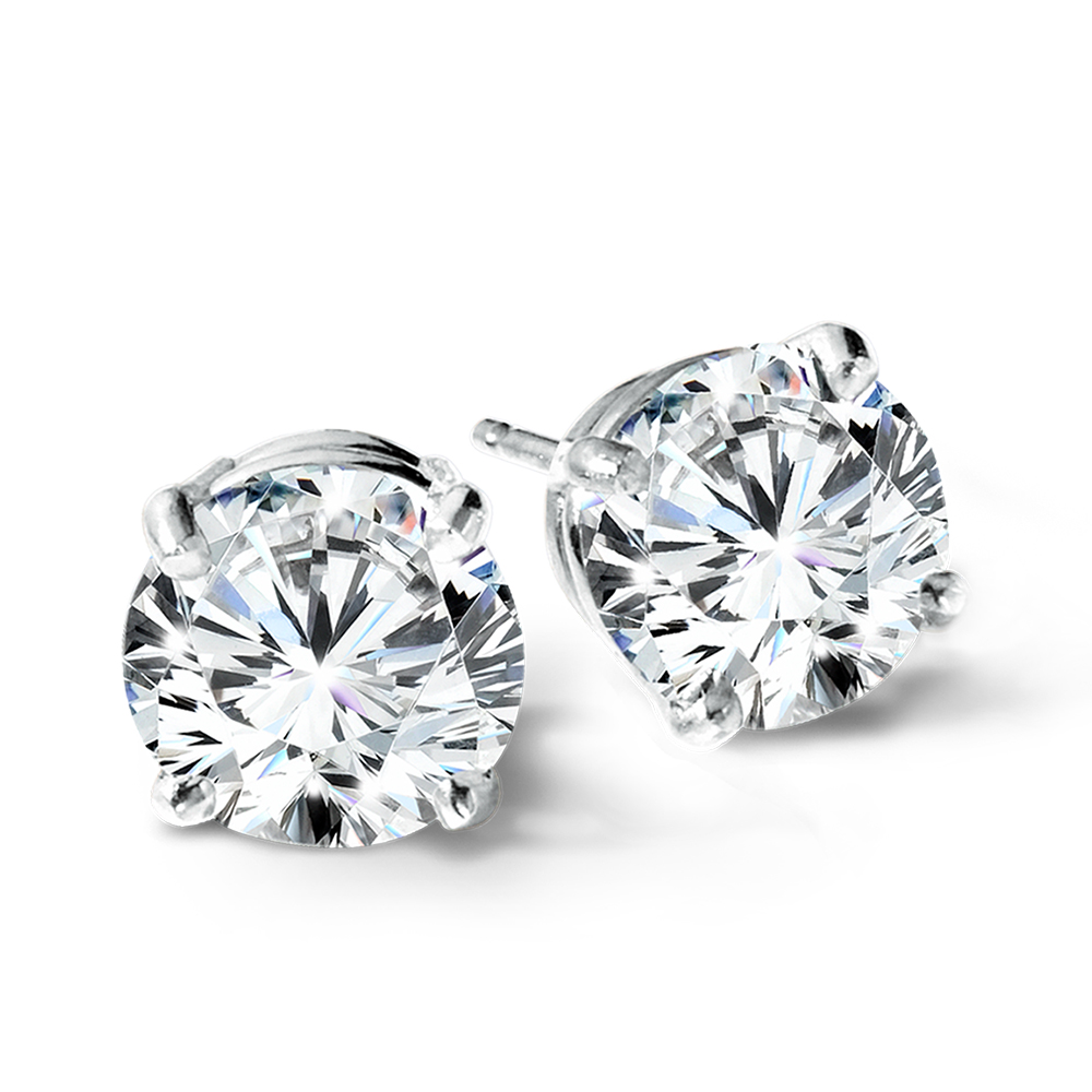 4ctw Round Lab Grown Diamond White Gold Stud Earrings