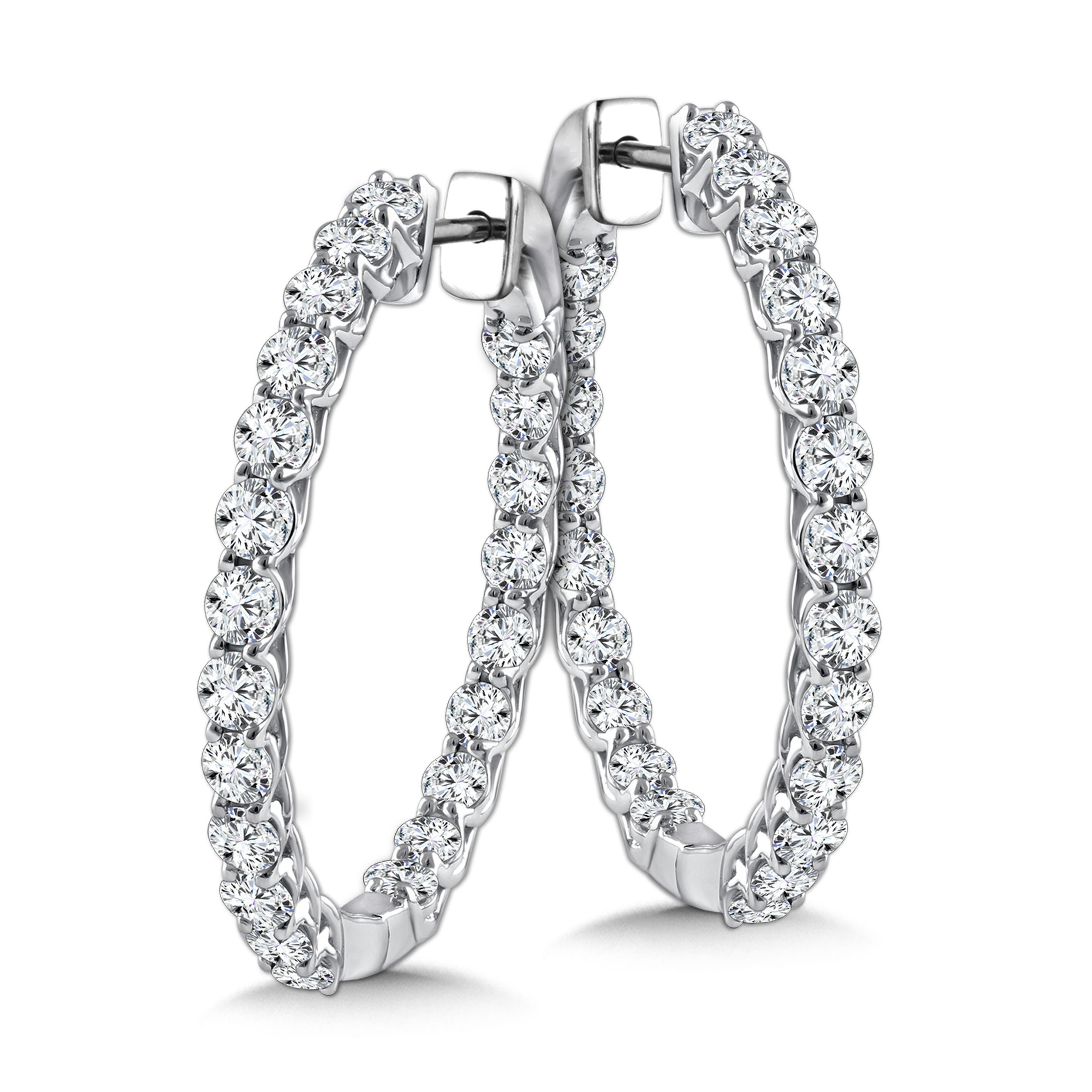 2 1/2ctw Lab Grown Diamond White Gold Inside Out Hoop Earrings