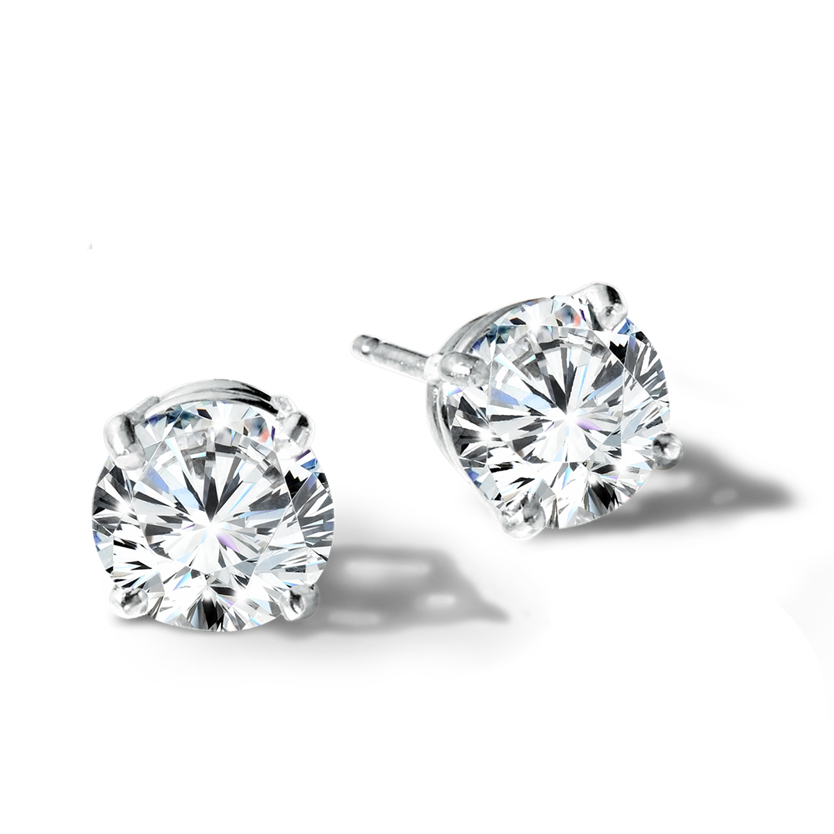 2ctw Lab Grown Round Diamond Solitaire Earrings
