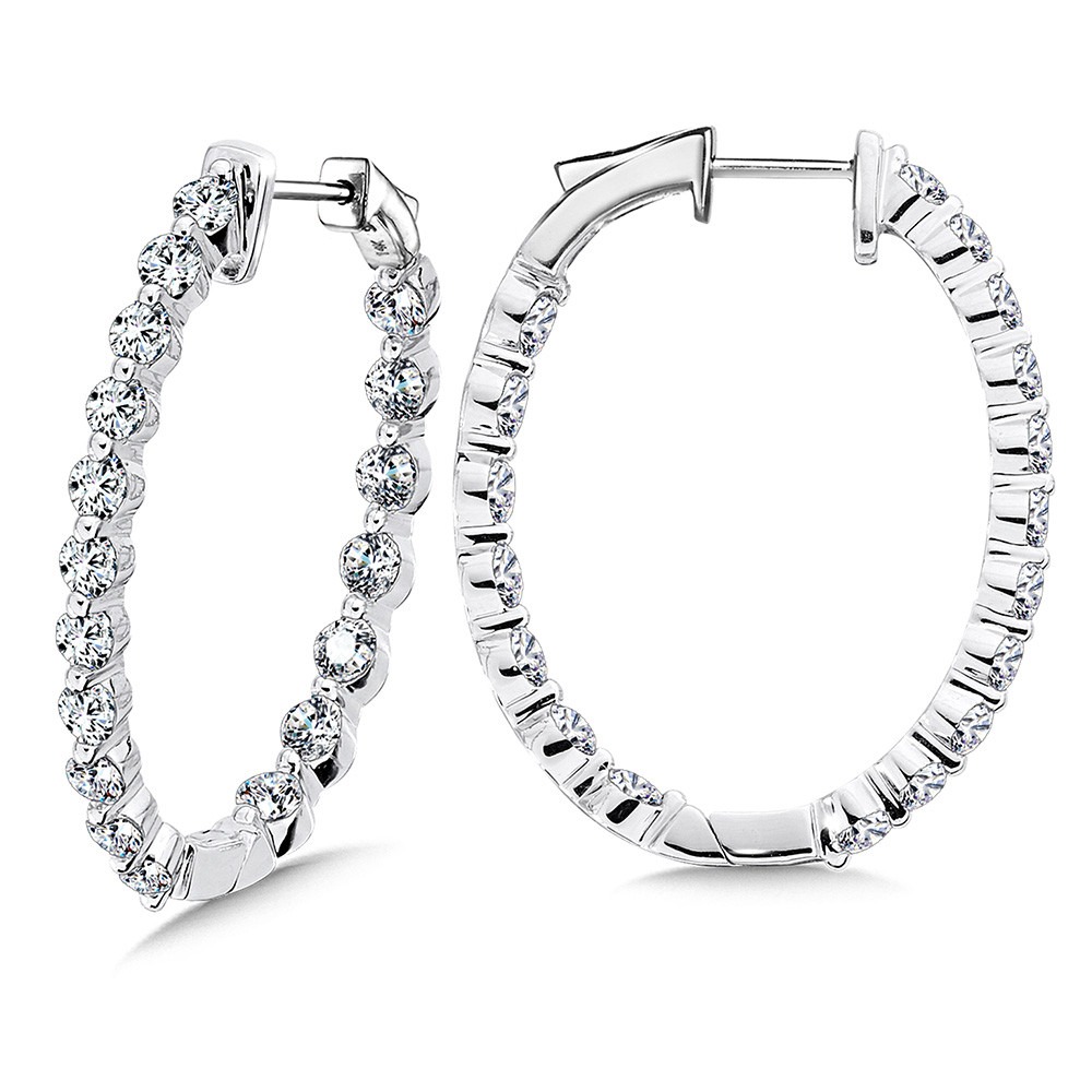 4ctw Lab Grown Diamond White Gold Inside Out Hoop Earrings