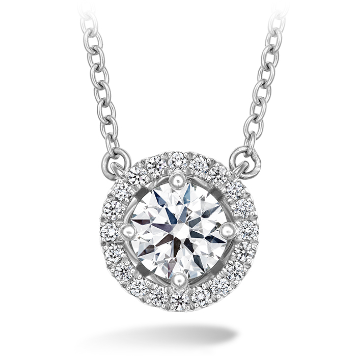 HEARTS ON FIRE 3/20ctw Diamond Halo White Gold Pendant Necklace | Joy