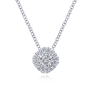 White Gold 1/4ctw Diamond Pave Cushion Pendant Necklace