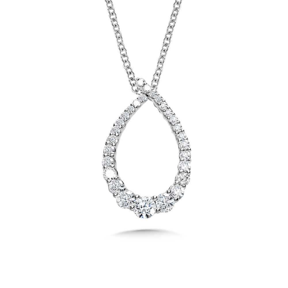 White Gold 1/2ctw Diamond Pear shaped Pendant Necklace