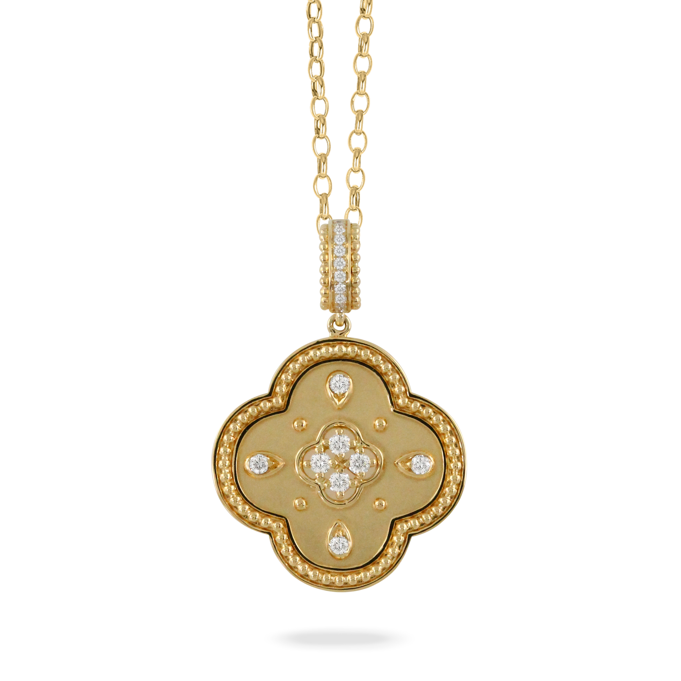 DOVES Yellow Gold 1/5ctw Diamond Pendant | Byzantine