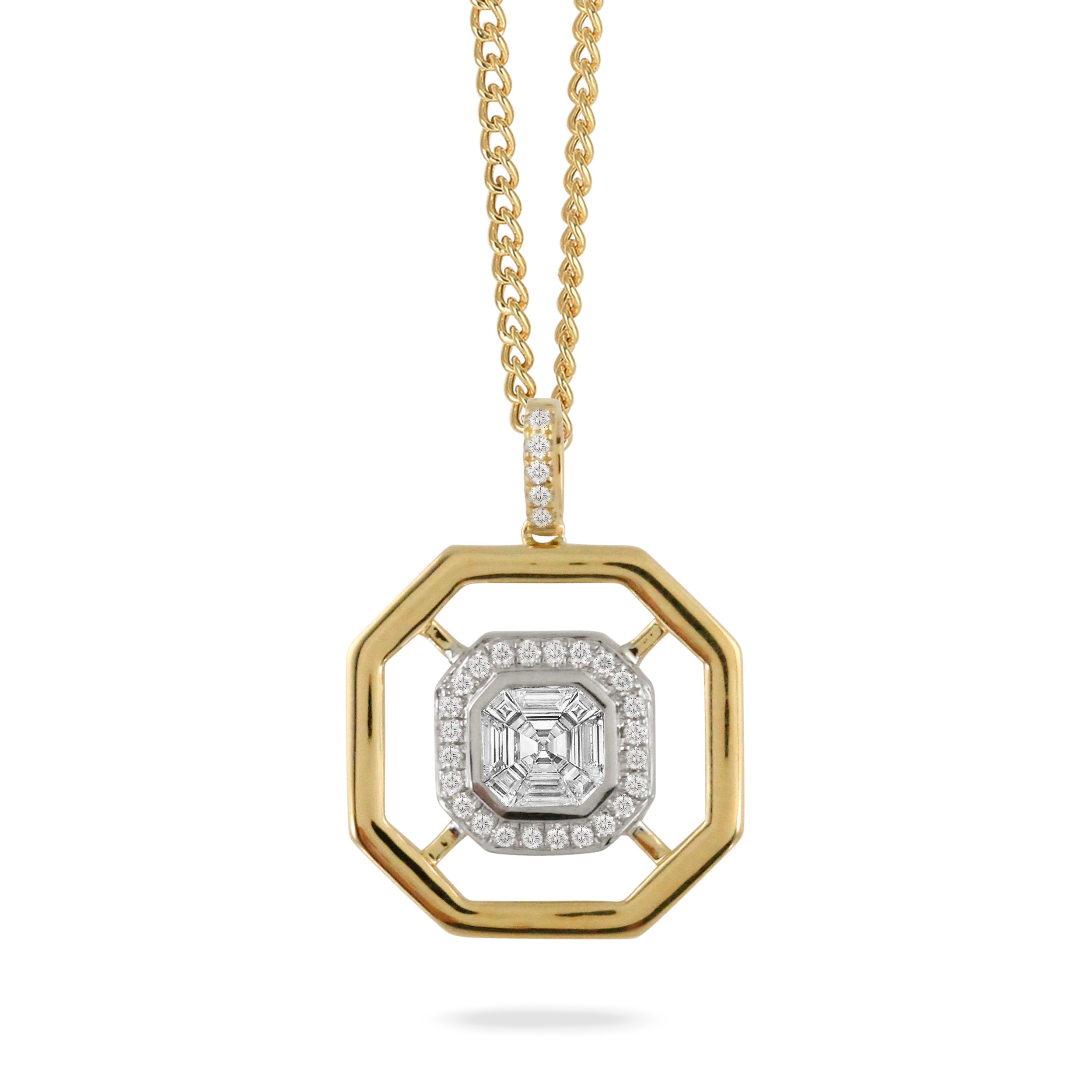 DOVES 1/2ctw Diamond Two-Tone Pendant Necklace | Mondrian