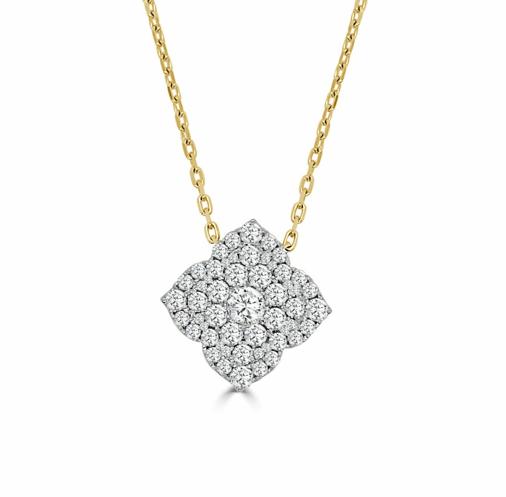FREDERIC SAGE 1ctw Diamond Cluster Pendant Necklace l Fleur D