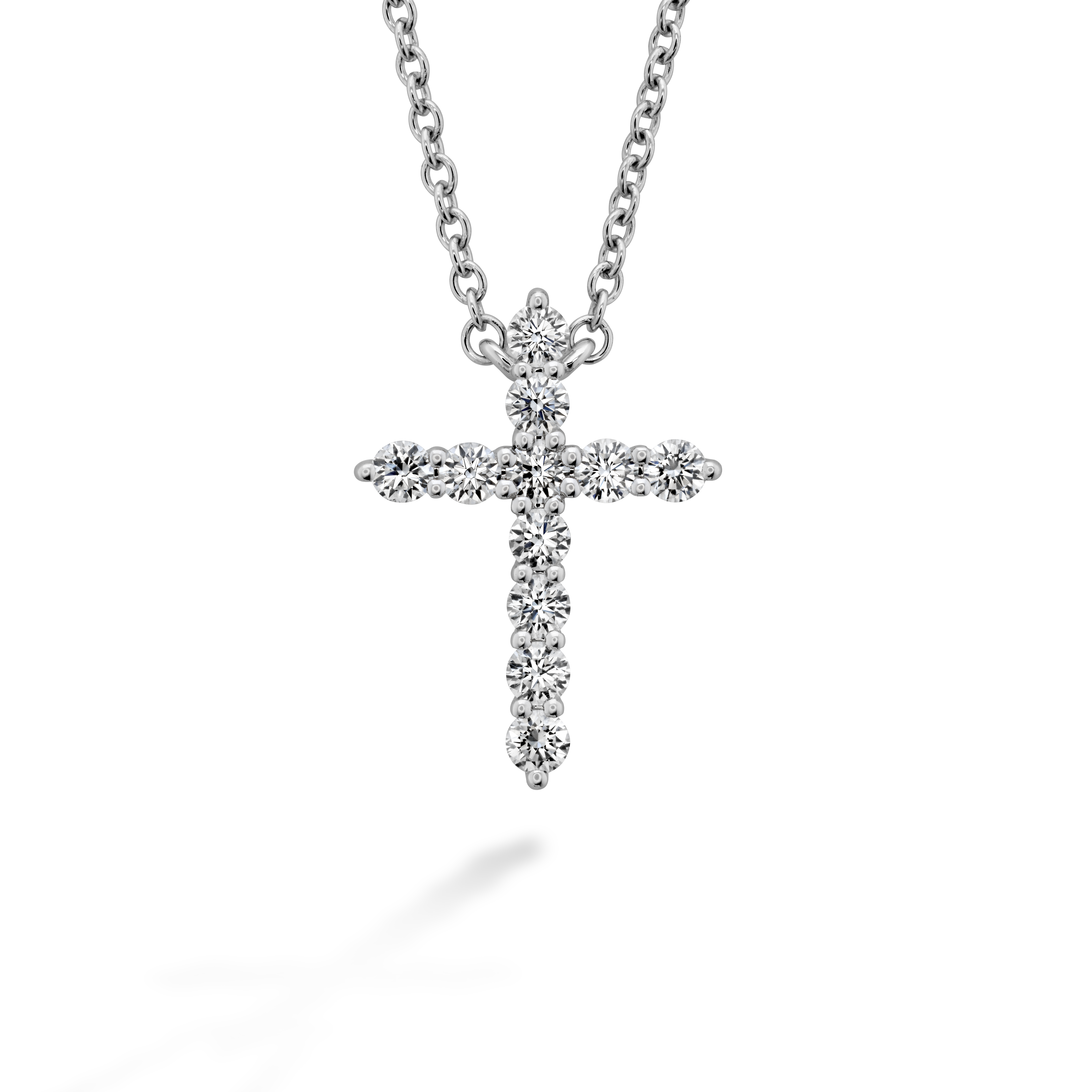 HEARTS ON FIRE White Gold 1/3ctw Diamond Cross Pendant Necklace l Signature Medium