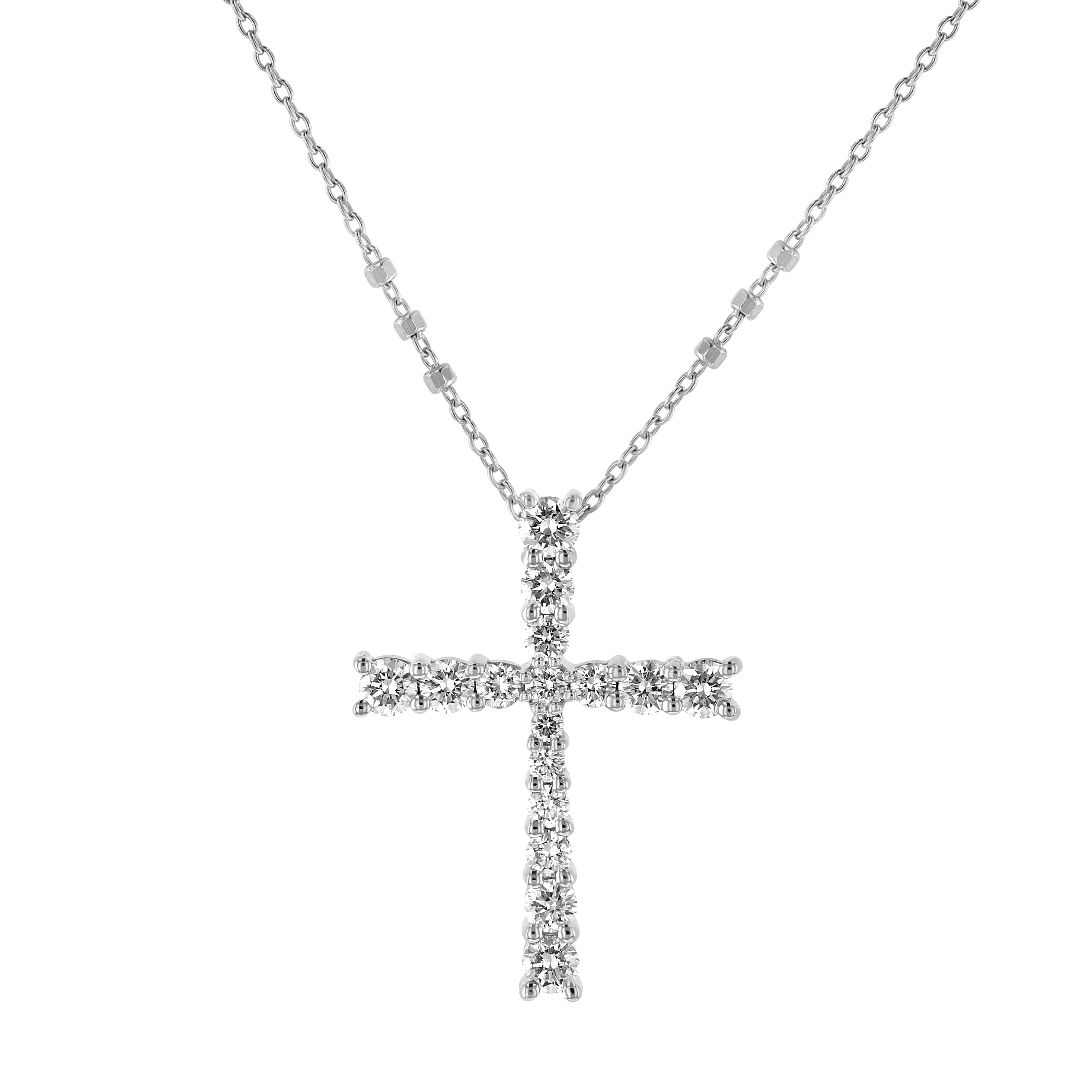 White Gold and Diamond Cross Pendant Necklace 1/2ctw