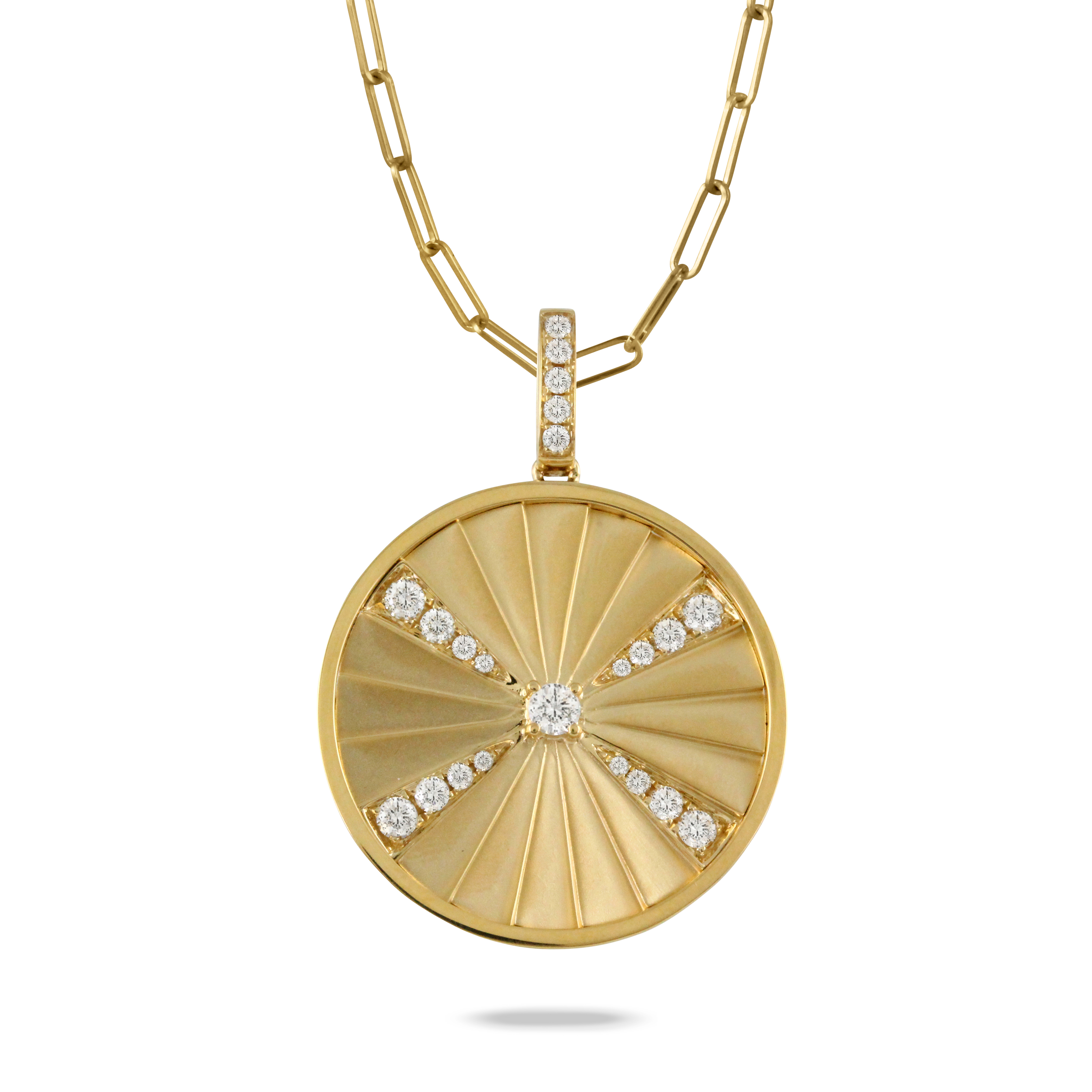 DOVES Diamond Yellow Gold Medallion Pendant Necklace Small | Fibonacci